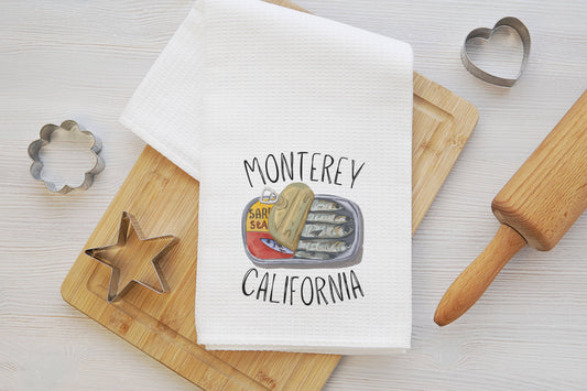 Monterey California map tea towel