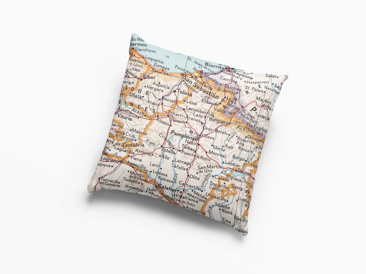 Pamplona Spain vintage map throw pillow