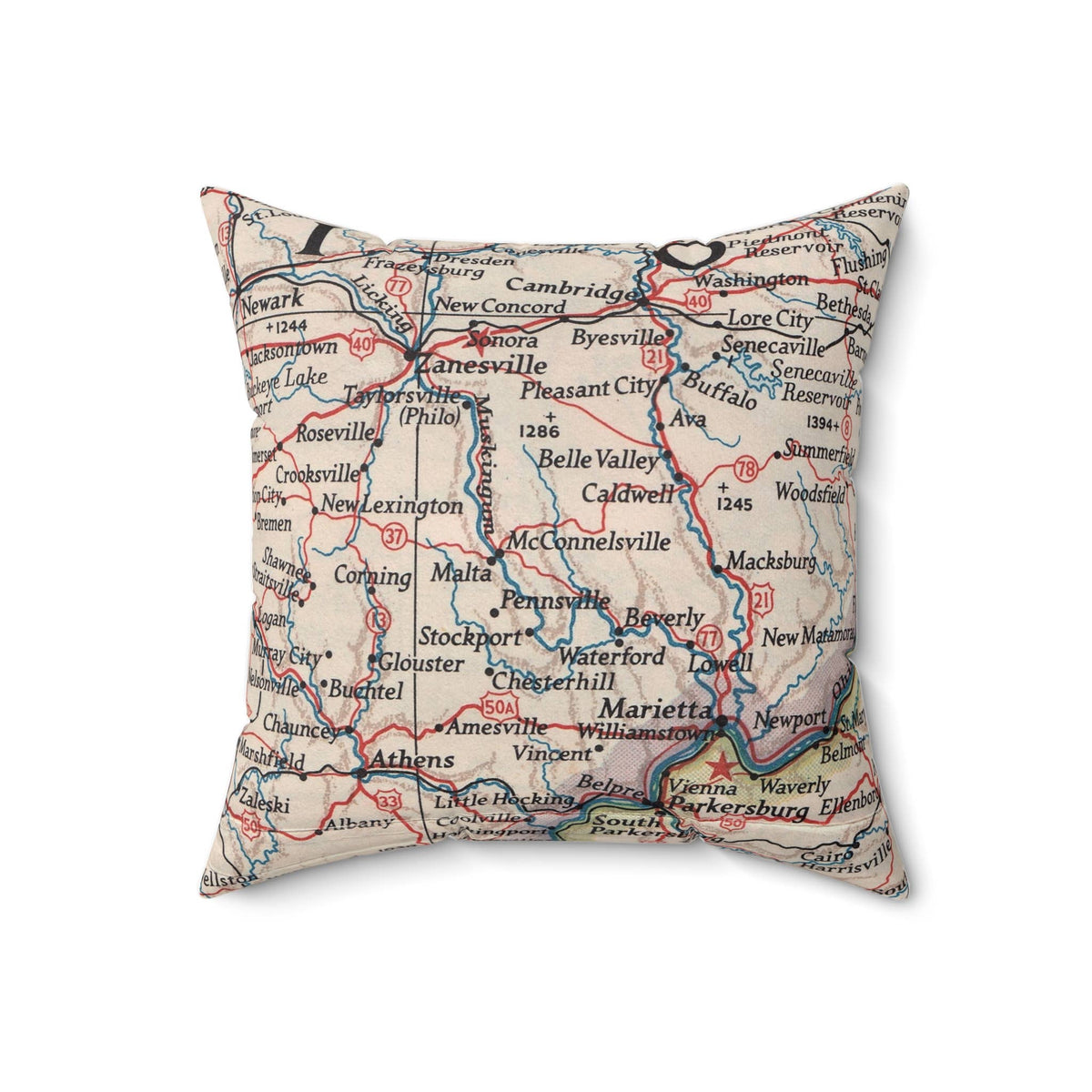 McConnelsville Ohio vintage map throw pillow