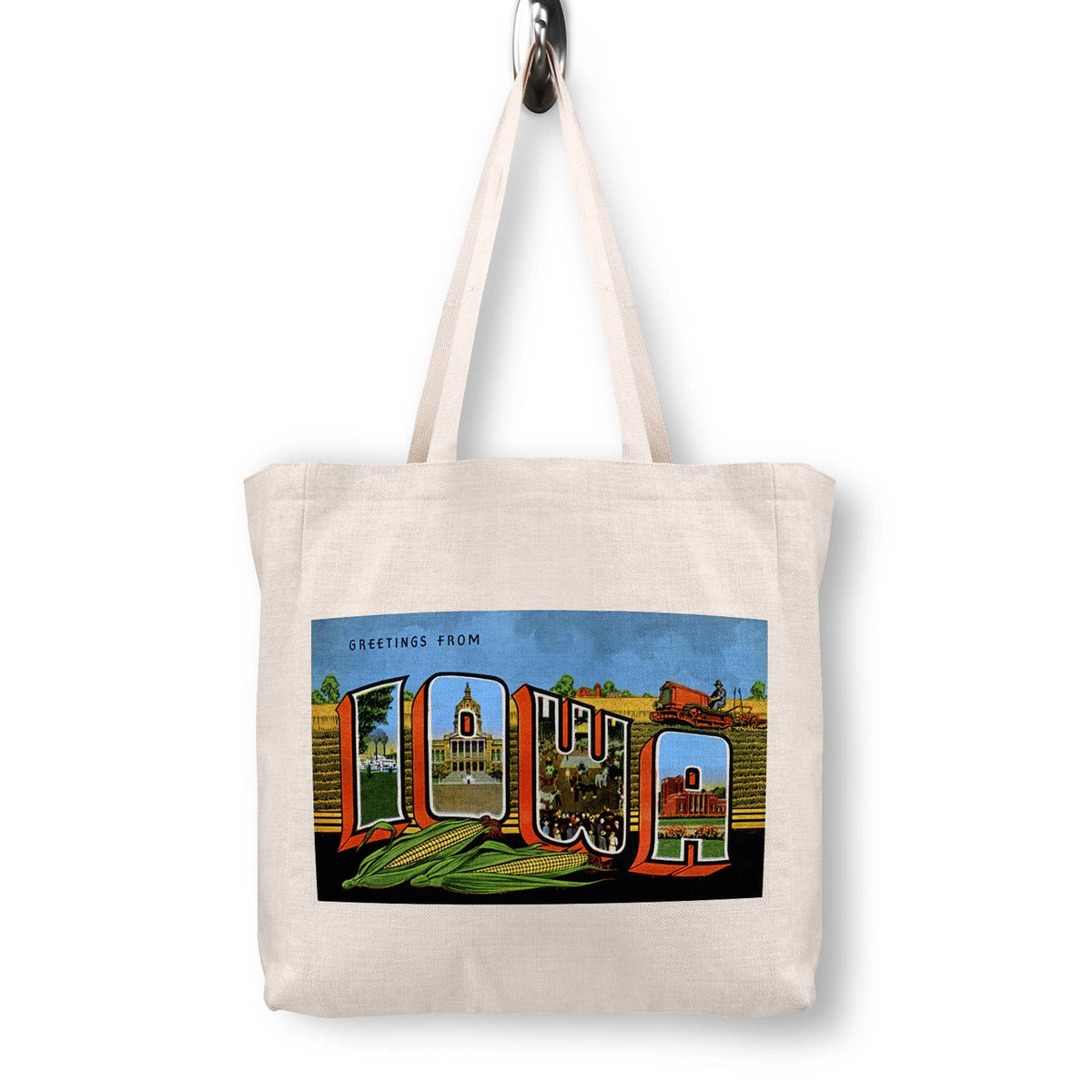 Iowa Vintage Postcard Canvas Tote Bag