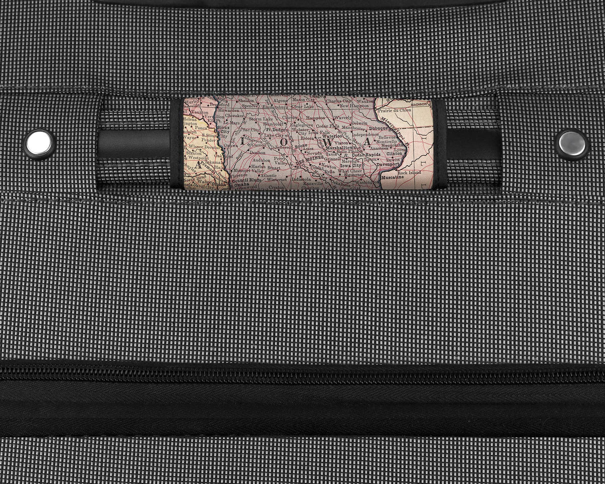 Iowa Map Suitcase Spotter Luggage Handle Wrap view 2