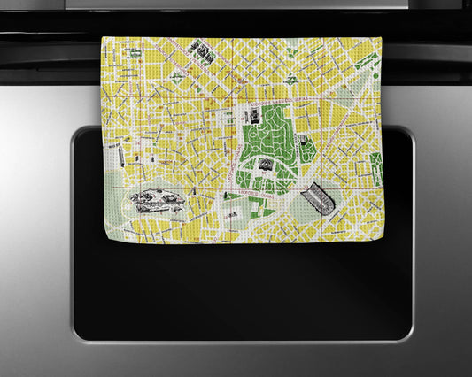 Athens Greece map tea towel