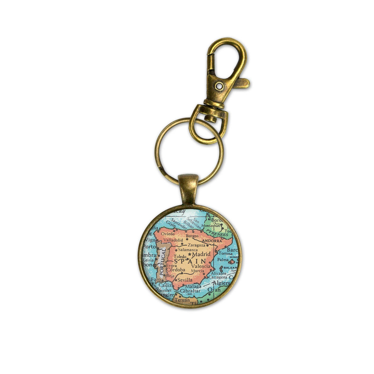 Spain vintage map keychain