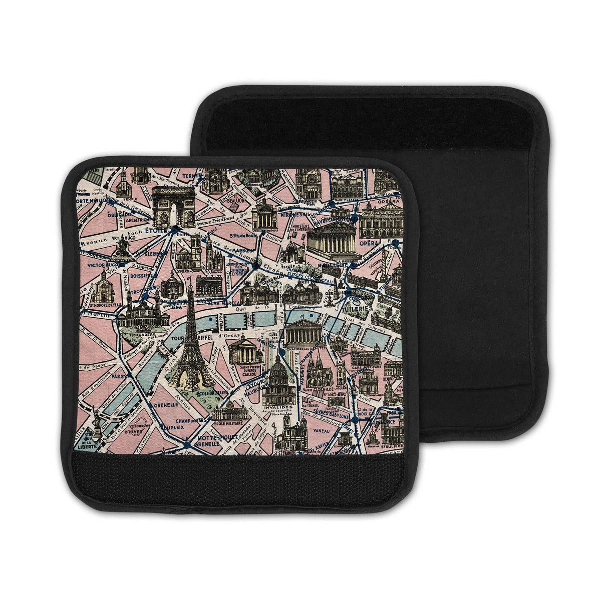 Paris France Map Suitcase Spotter Luggage Handle Wrap view 2