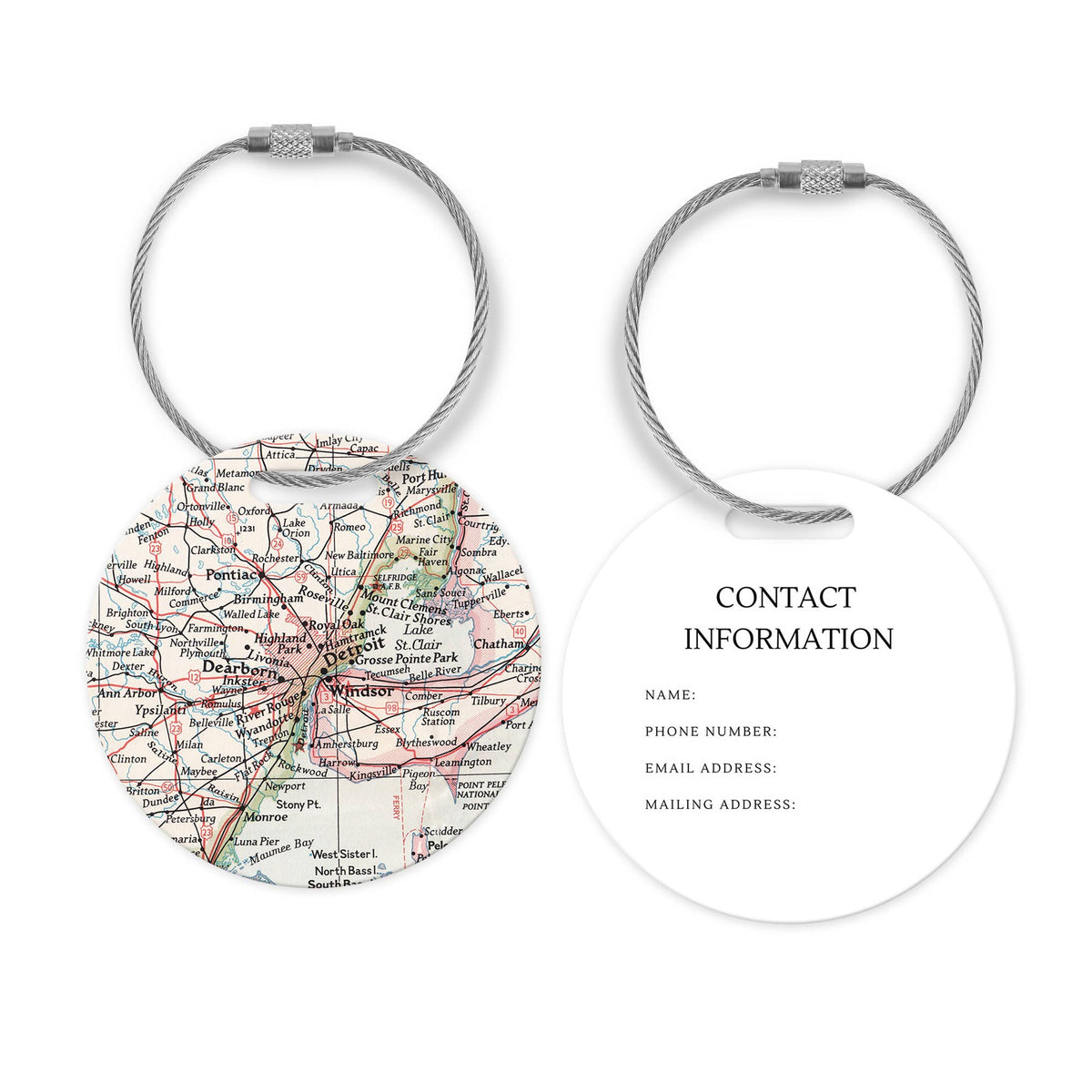 Detroit Michigan Map Luggage Tag and Handle Wrap view 2