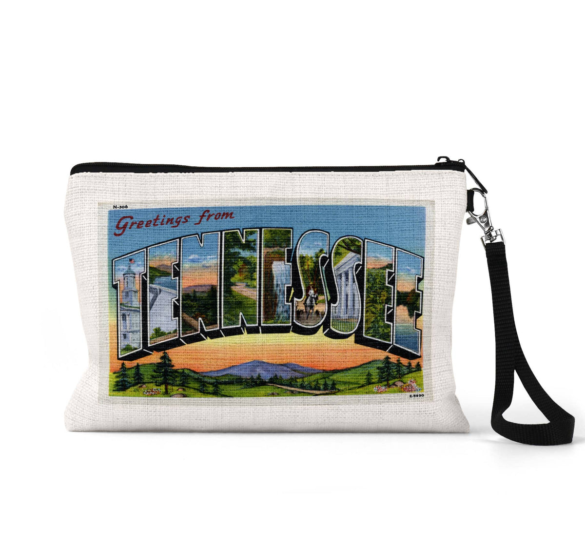 Tennessee vintage postcard wristlet travel pouch