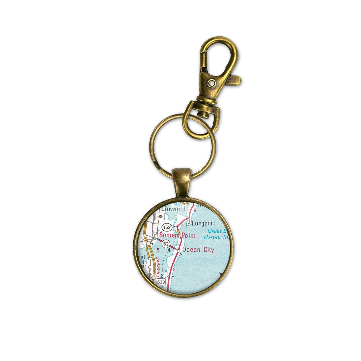 Ocean City New Jersey vintage map keychain
