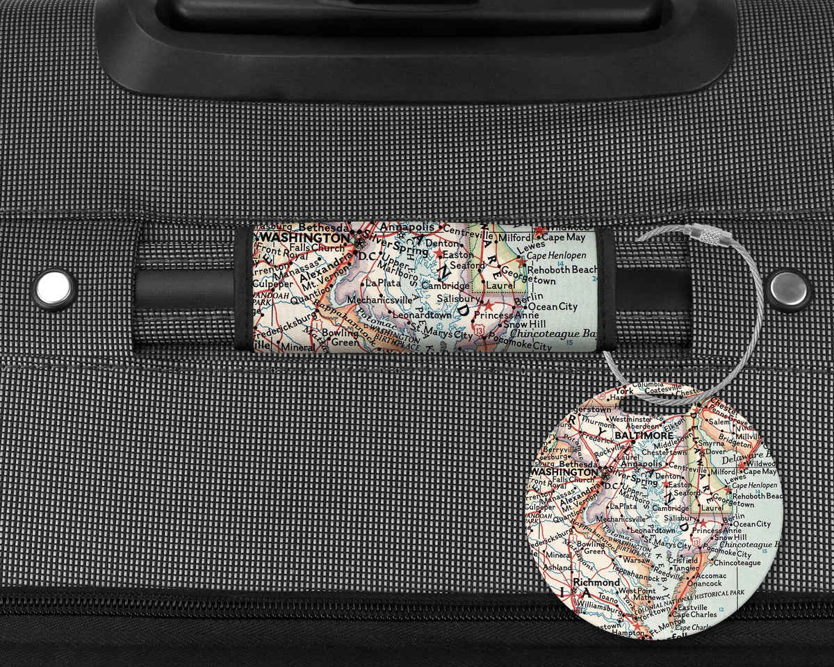 Chesapeake Bay Map Luggage Tag and Handle Wrap