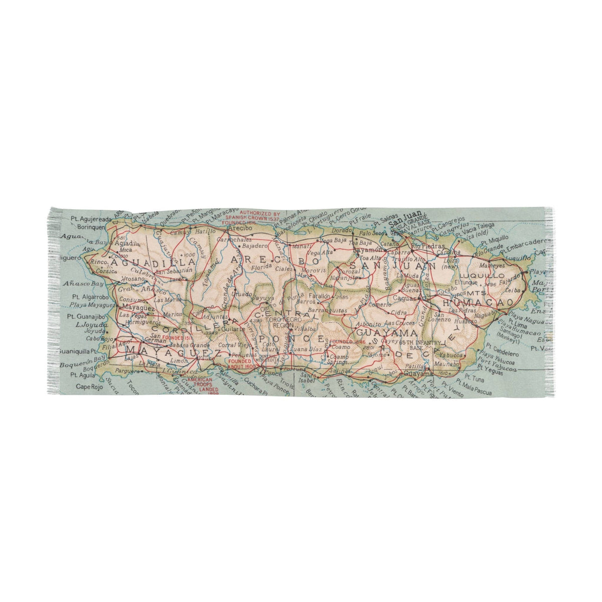 Puerto Rico Map Travel Scarf view 4