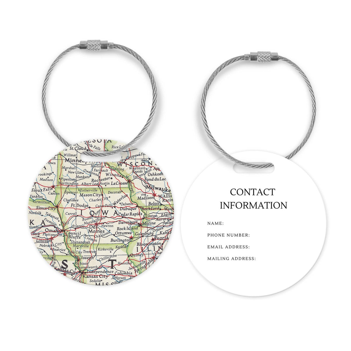 Iowa Map Luggage Tag