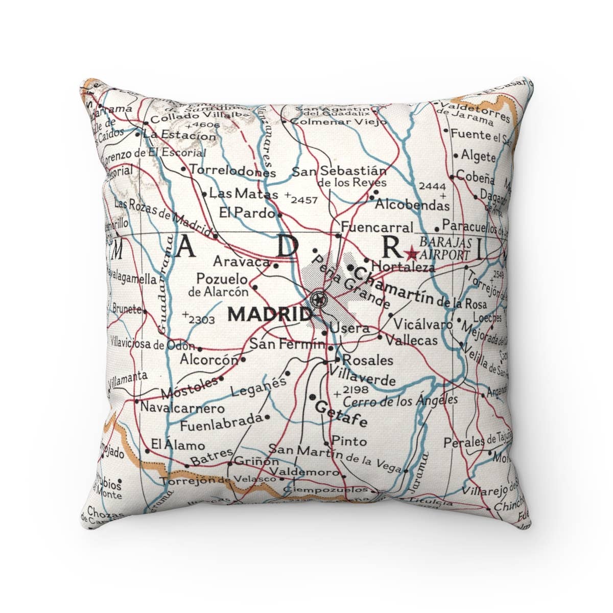 Madrid Spain vintage map throw pillow