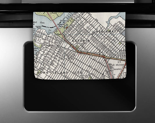 Astoria Queens New York map tea towel