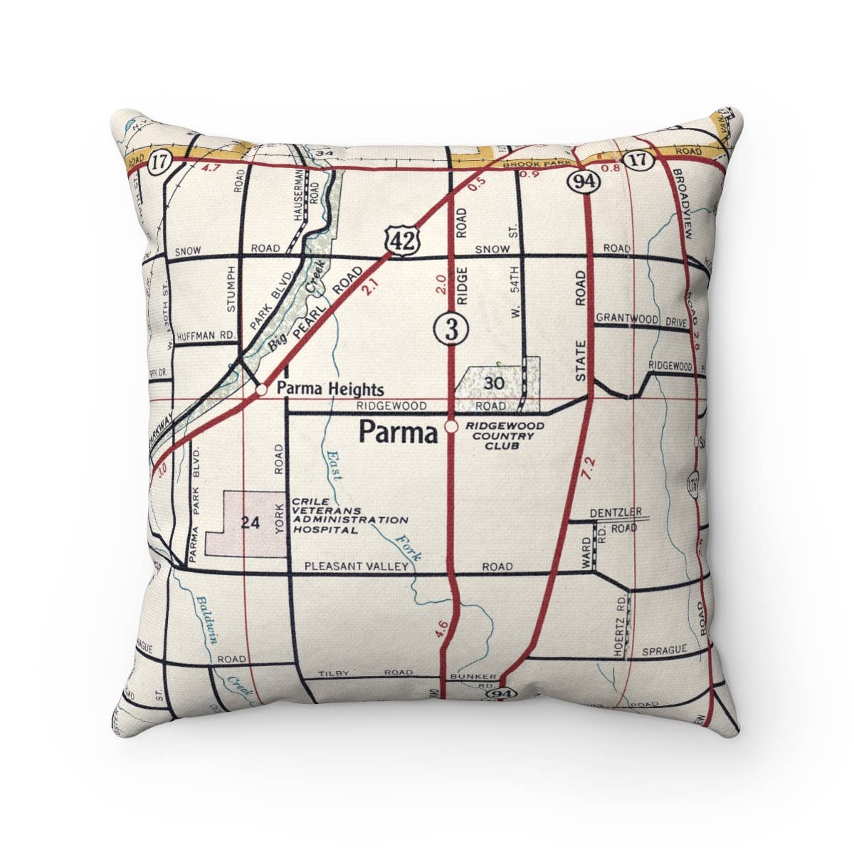 Parma Ohio vintage map throw pillow