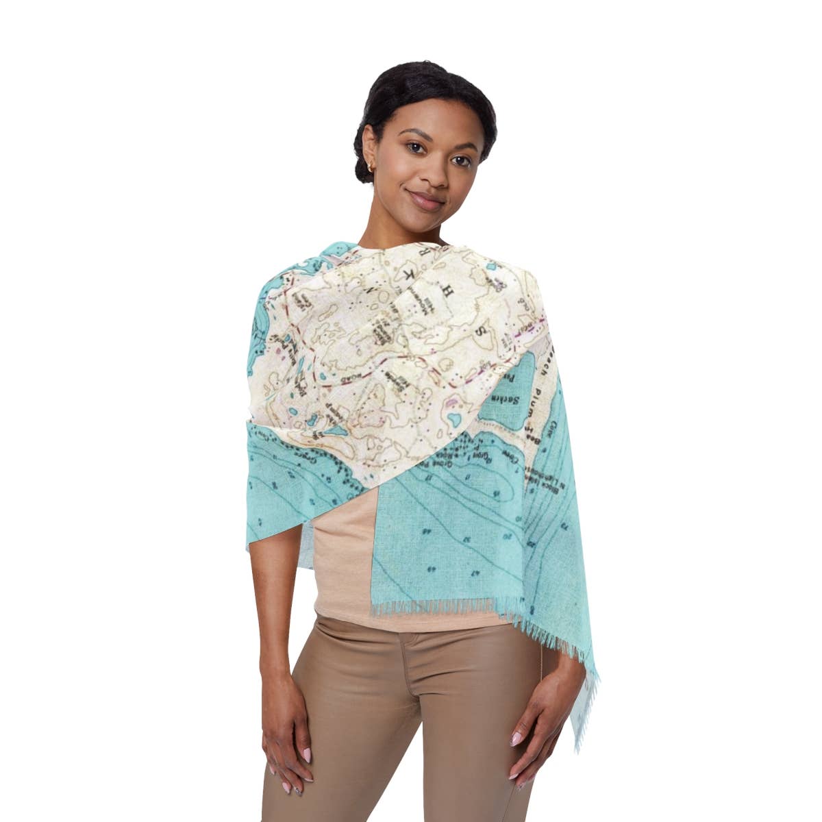 Block Island Rhode Island Map Travel Scarf view 3