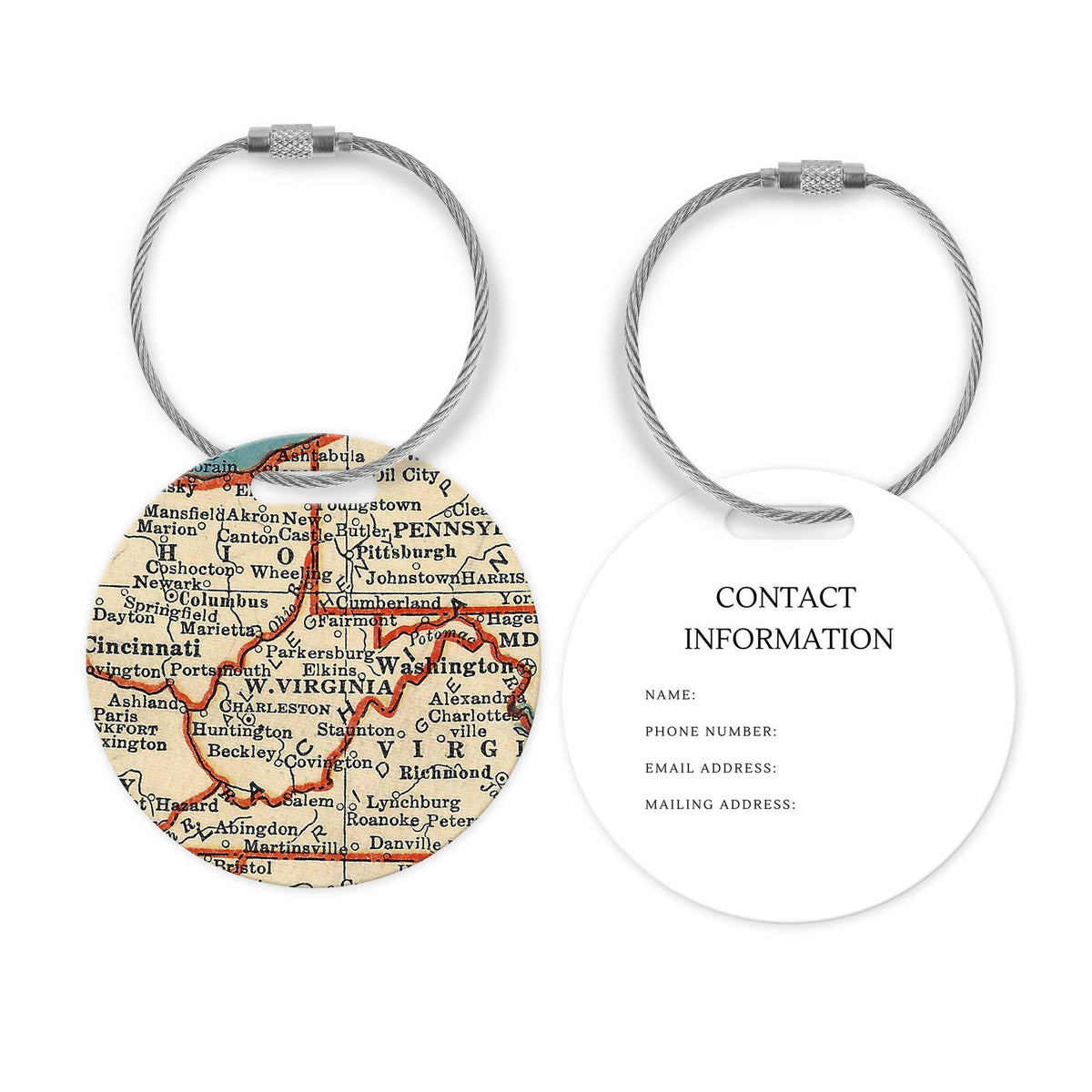 West Virginia Map Luggage Tag