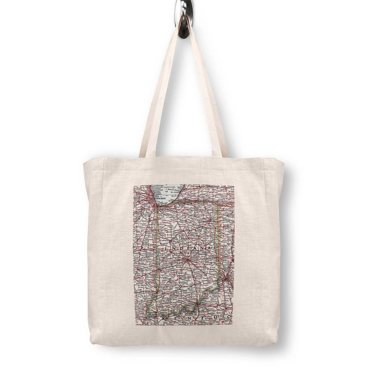 Indiana Vintage Map Canvas Tote Bag