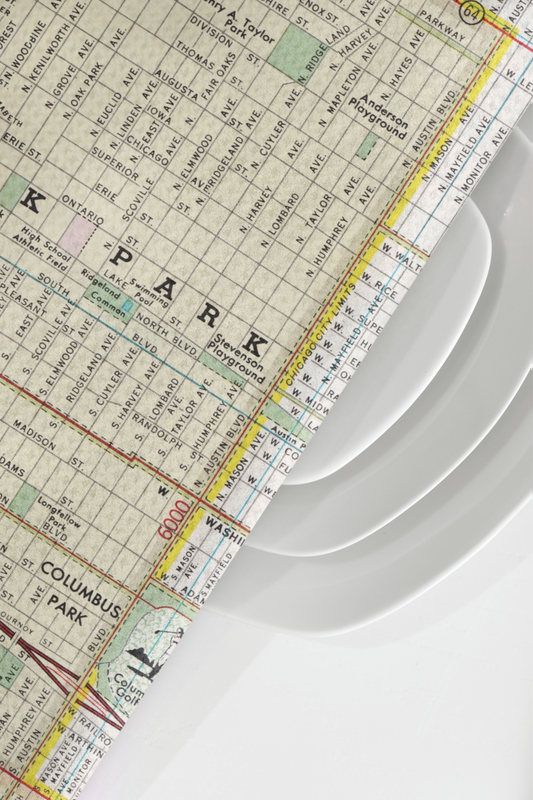 Oak Park Illinois map tea towel