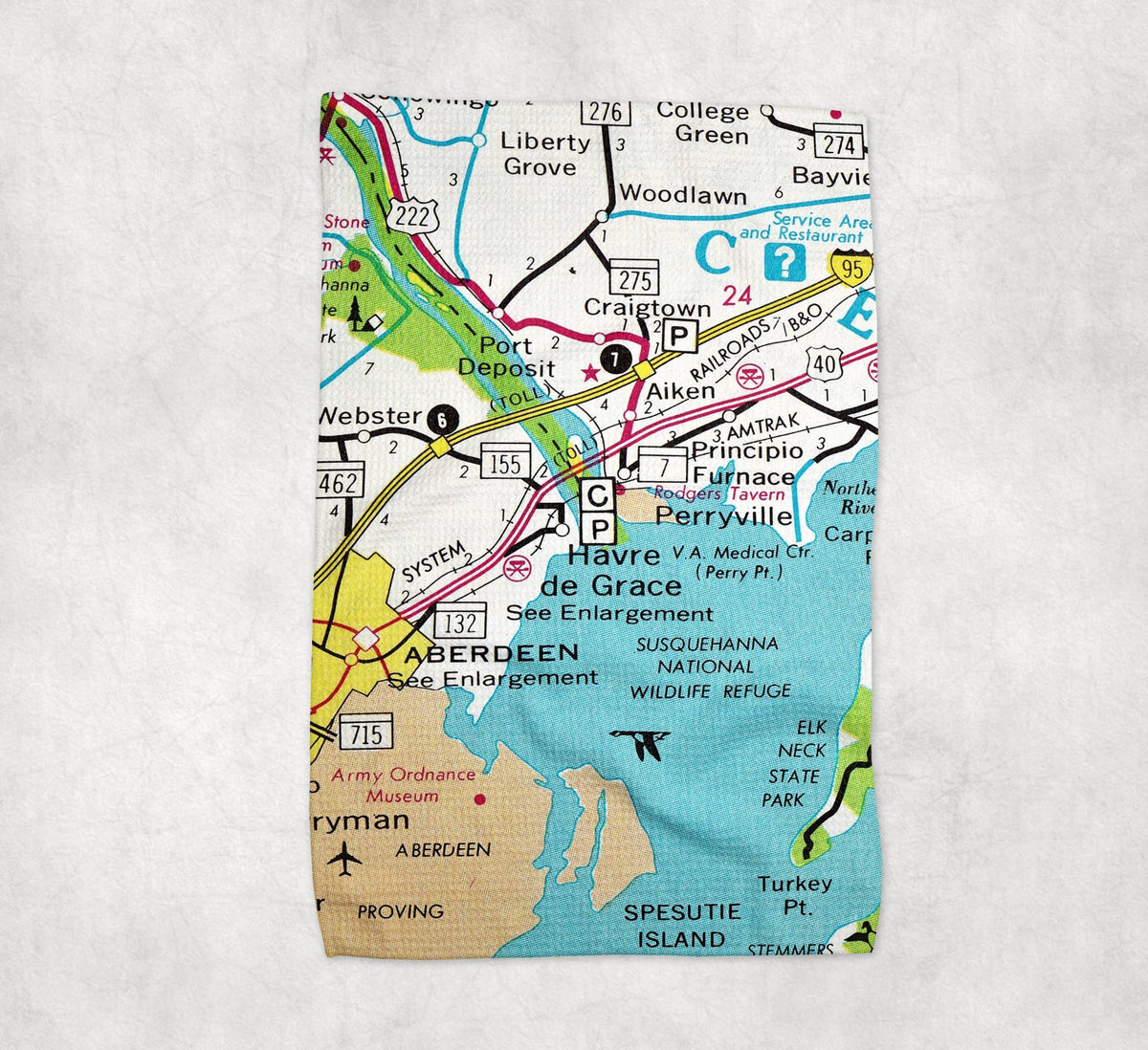 Havre de Grace Maryland map tea towel