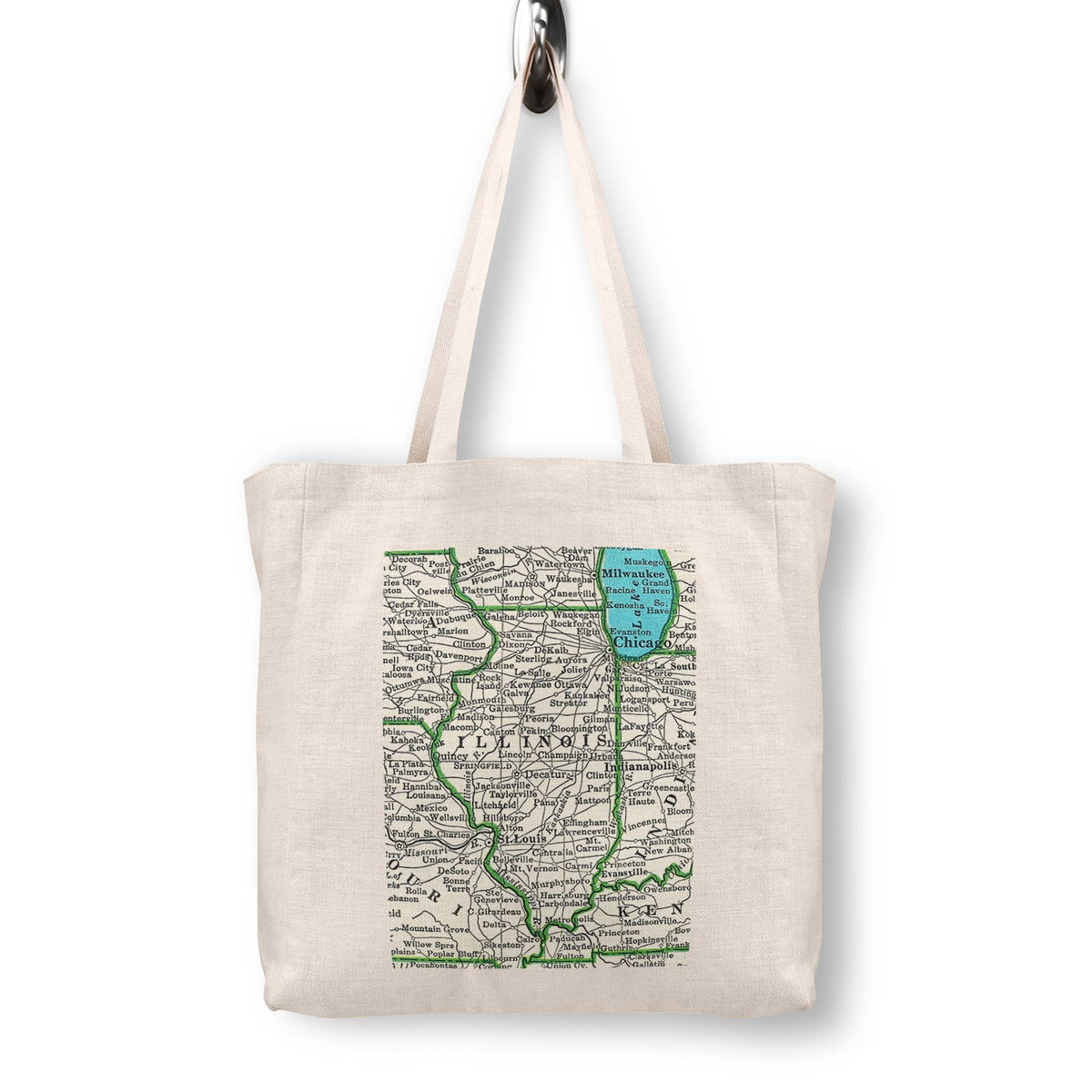 Illinois Vintage Map Canvas Tote Bag