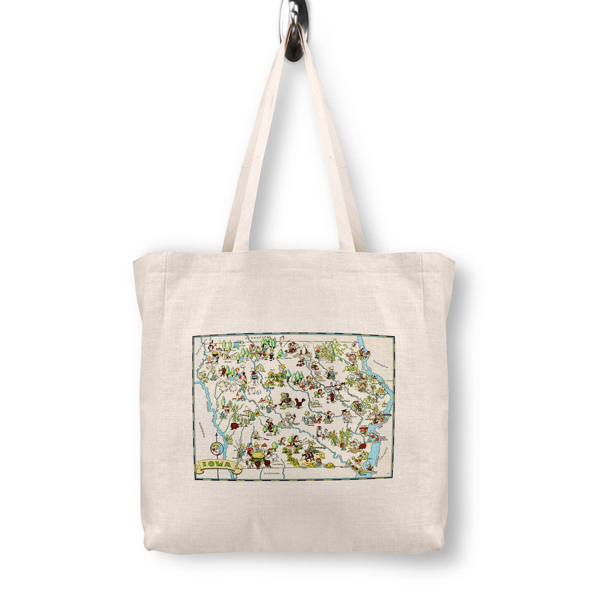 Iowa Vintage Map Canvas Tote Bag