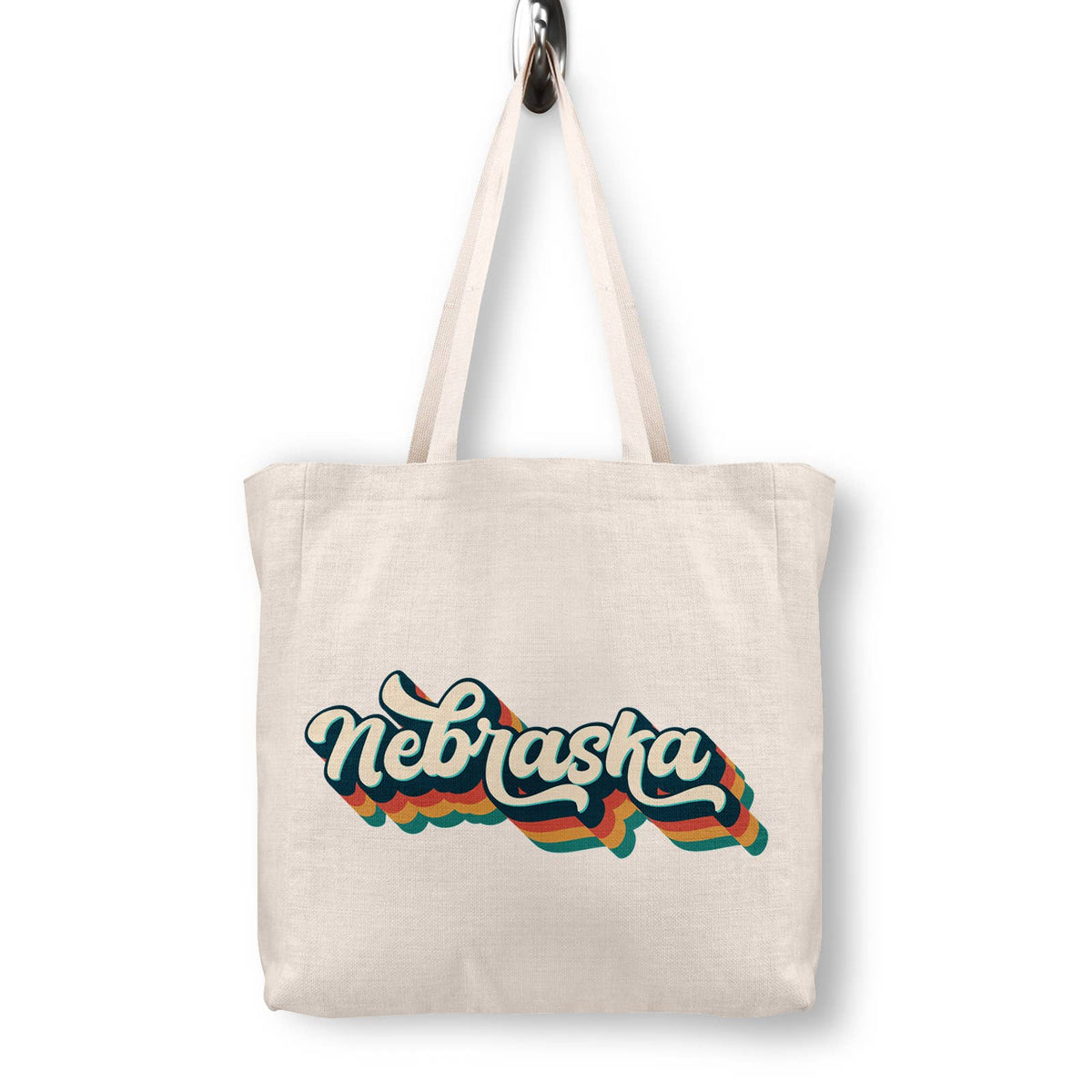 Retro Nebraska Canvas Tote Bag