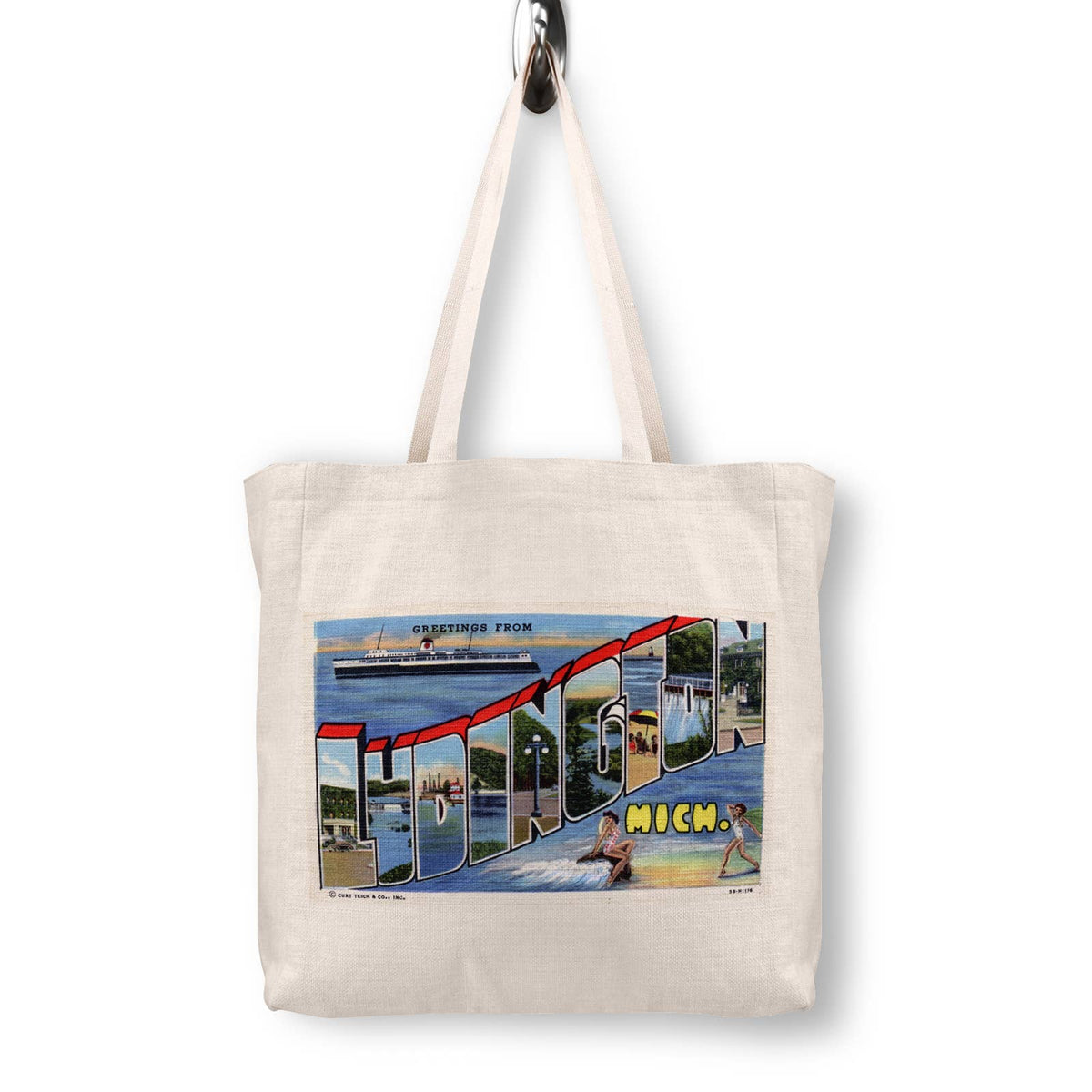 Ludington Michigan Vintage Postcard Canvas Tote Bag
