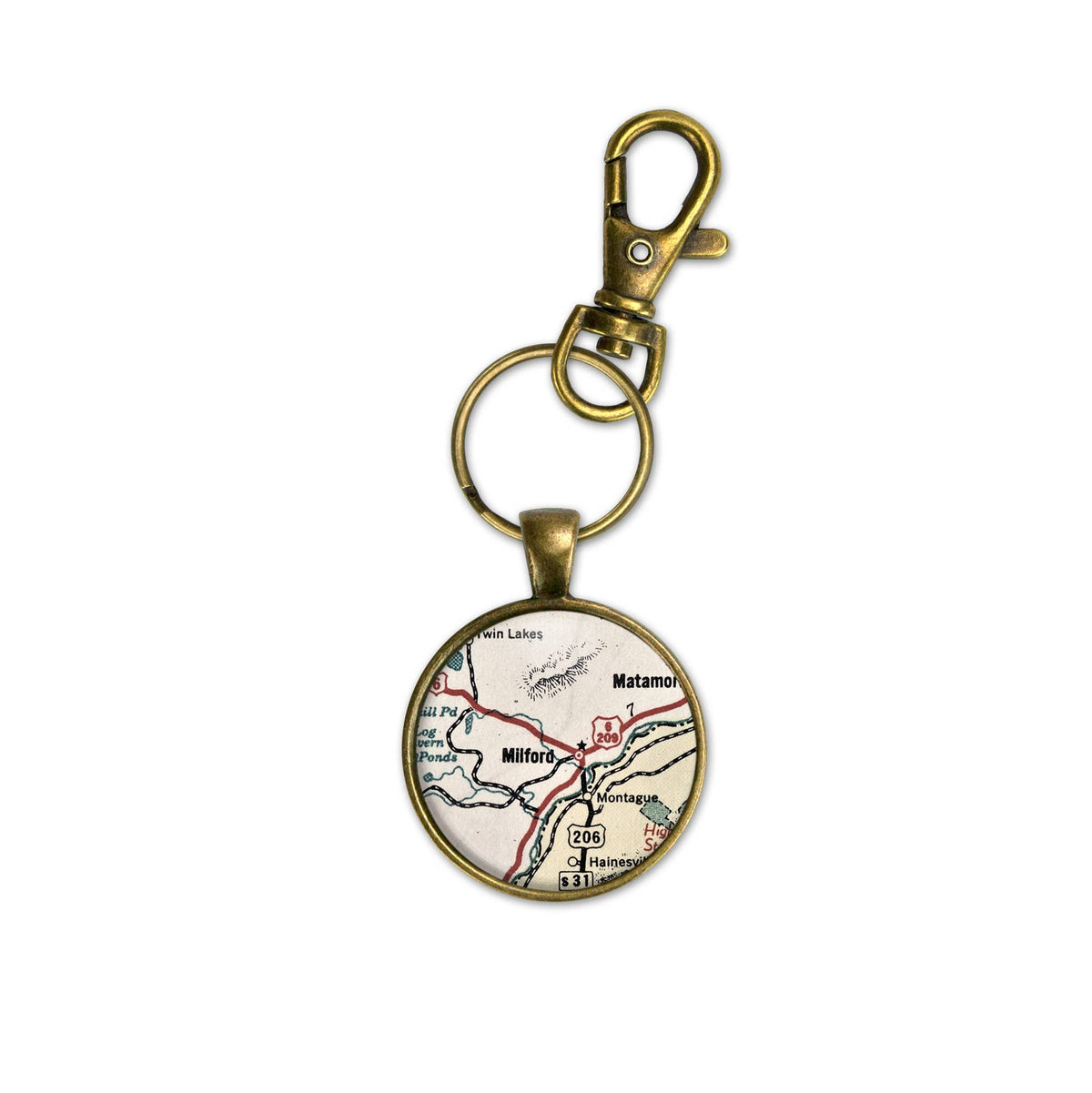 Milford Pennsylvania vintage map keychain