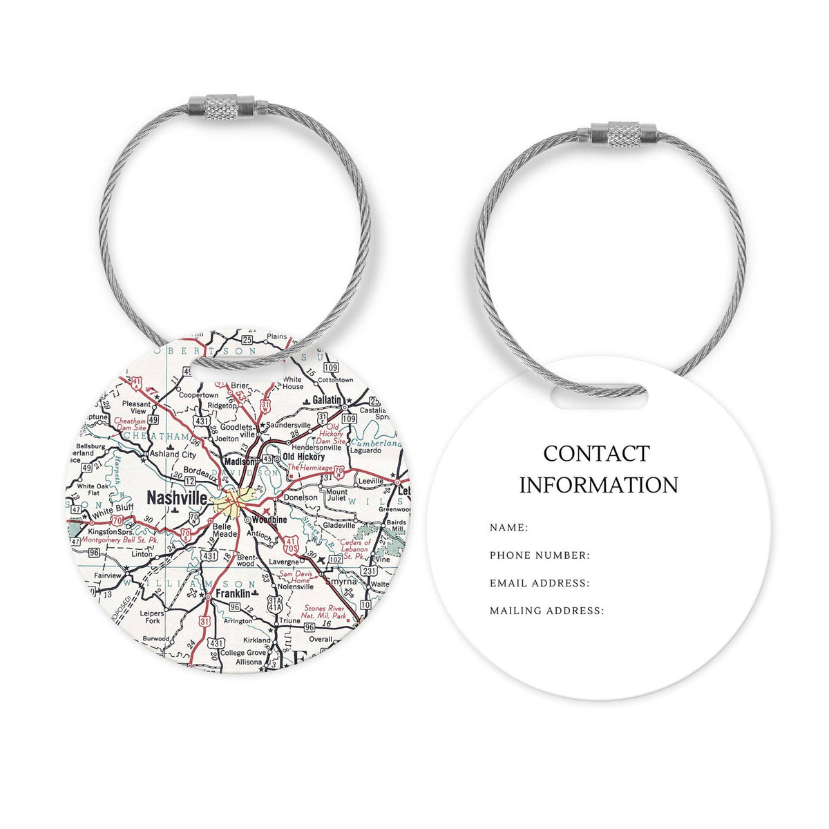 Nashville Tennessee Map Luggage Tag