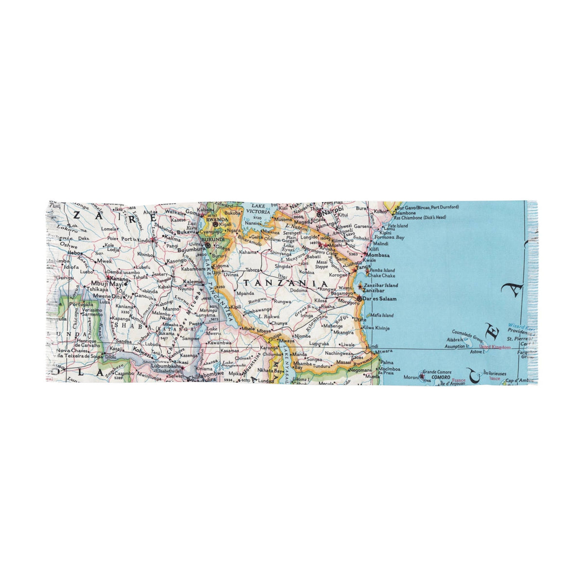 Tanzania Africa Map Travel Scarf view 2