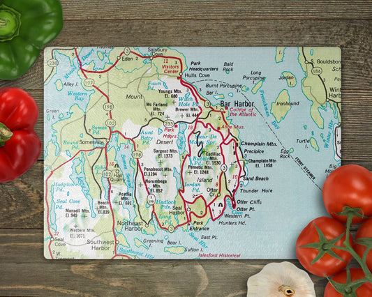 Acadia National Park Maine Cutting Board | Maine Map Gift