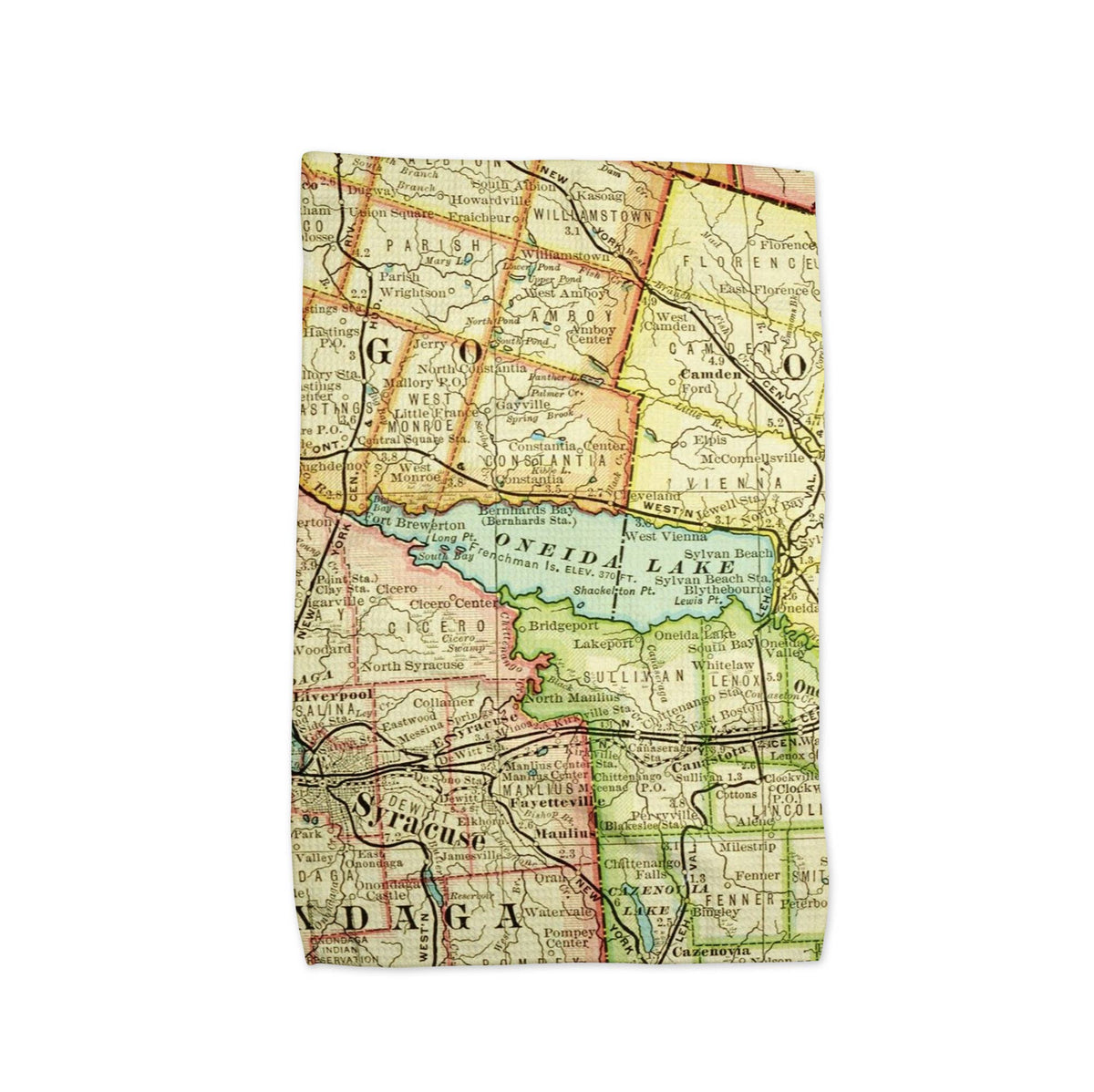 Oneida Lake New York map tea towel