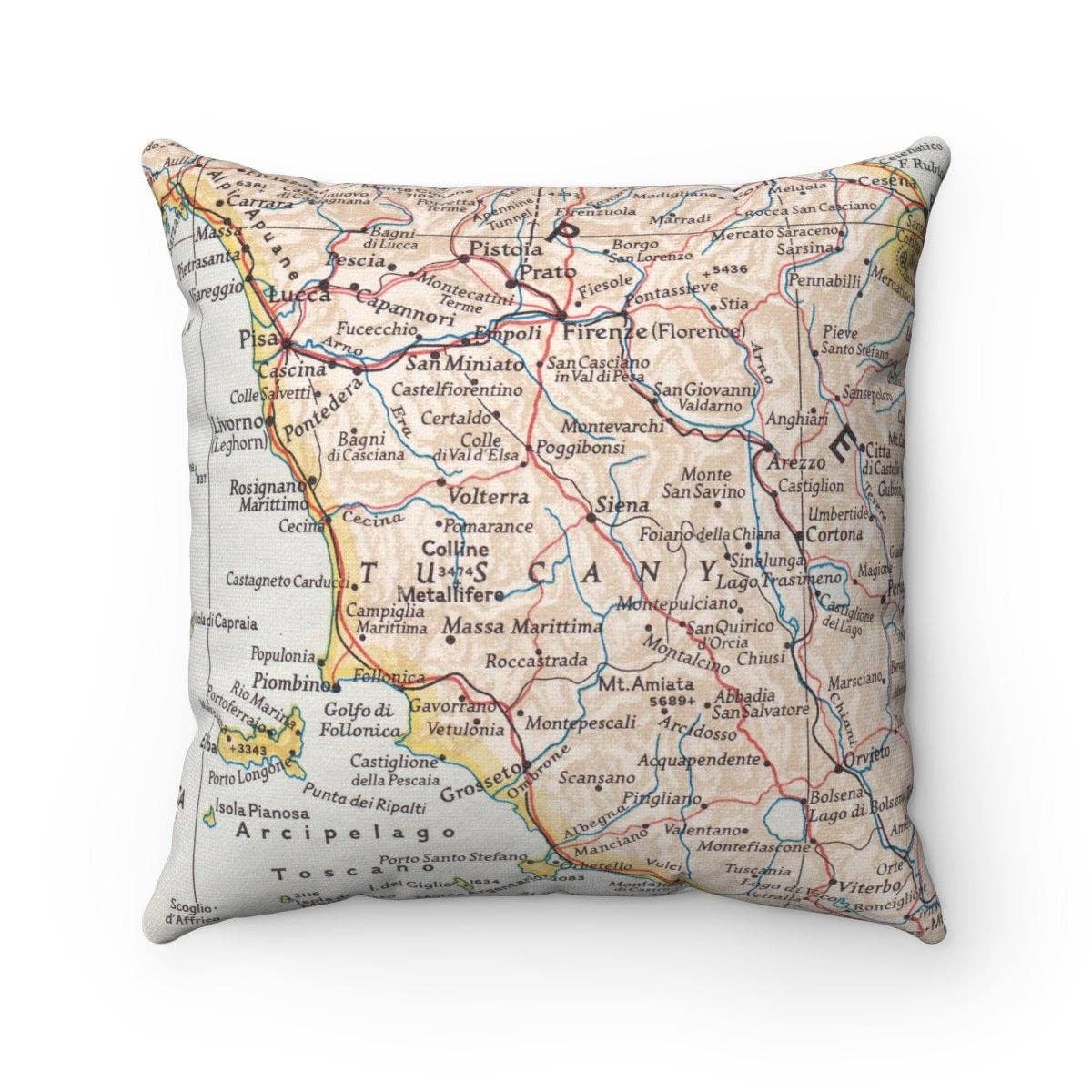 Tuscany Italy vintage map throw pillow