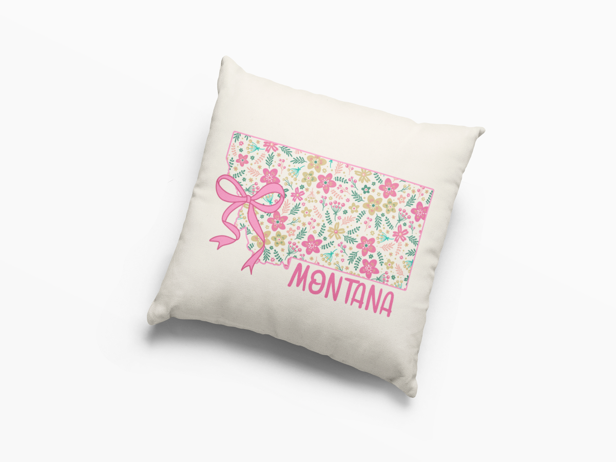 Montana coquette floral bow throw pillow