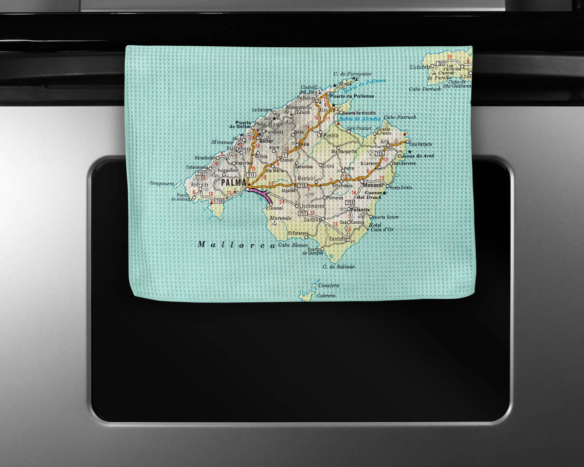 Mallorca Spain map tea towel
