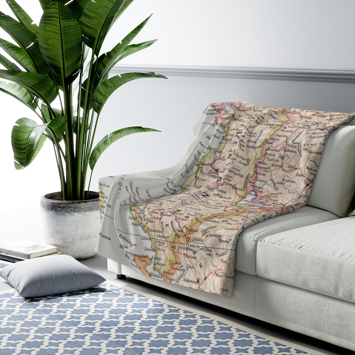 Albania Map Sherpa Fleece Blanket | Cozy Travel Throw