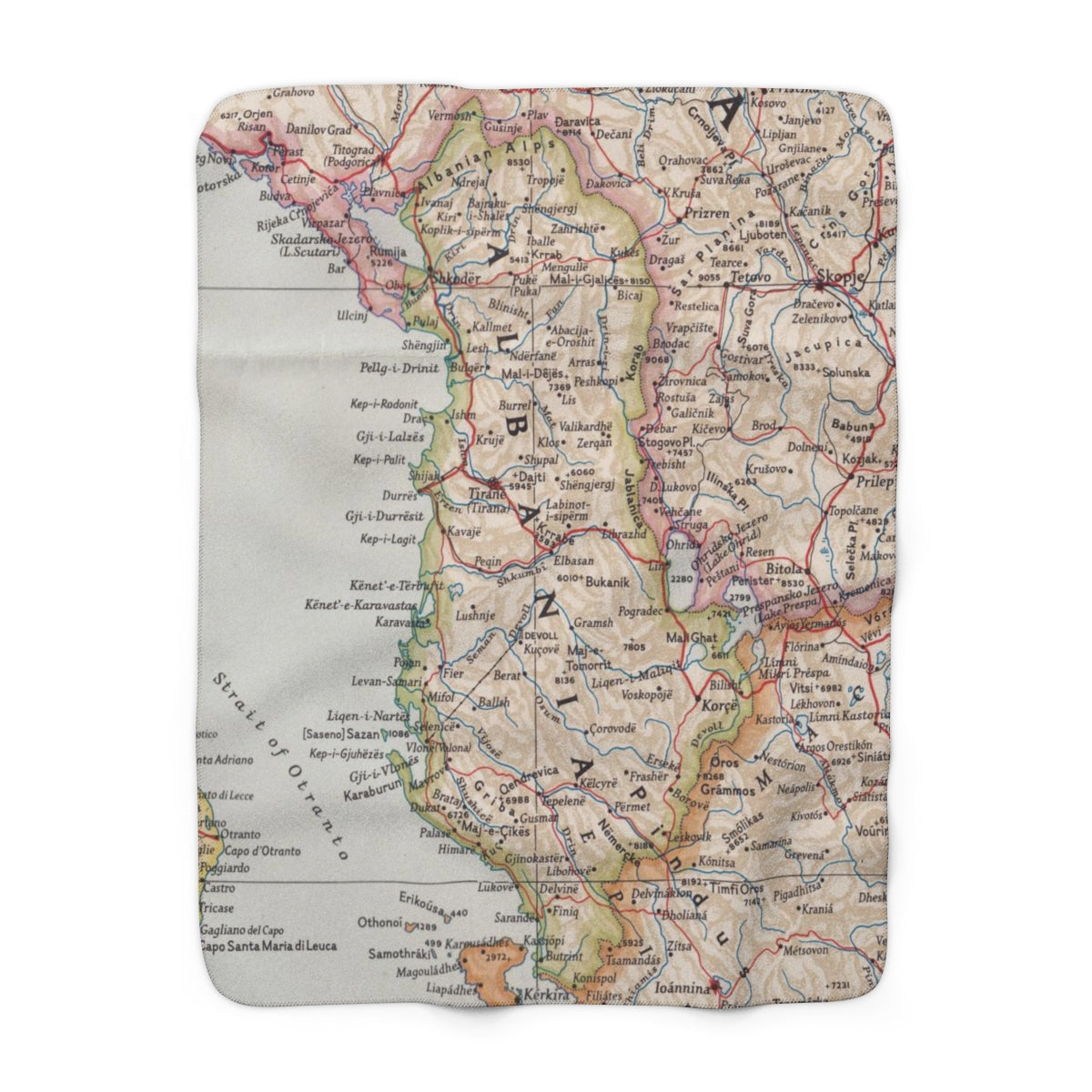 Albania Map Sherpa Fleece Blanket | Cozy Travel Throw