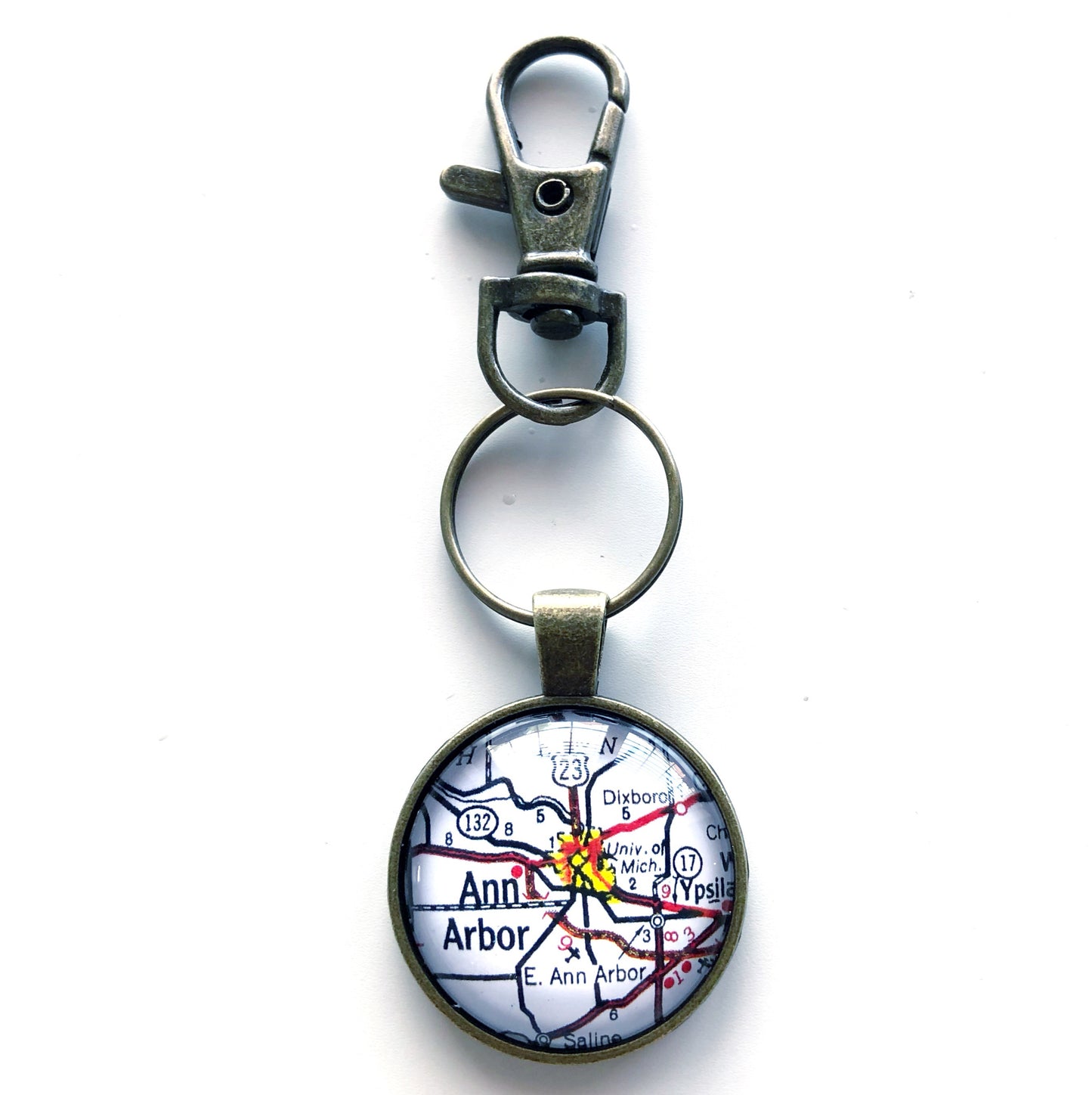 Ann Arbor Michigan Vintage Map Keychain