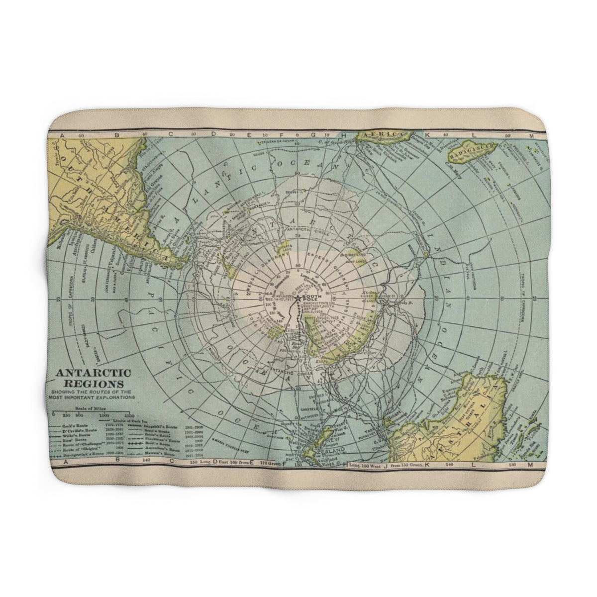 Antarctica Map Sherpa Fleece Blanket | Cozy Travel Throw