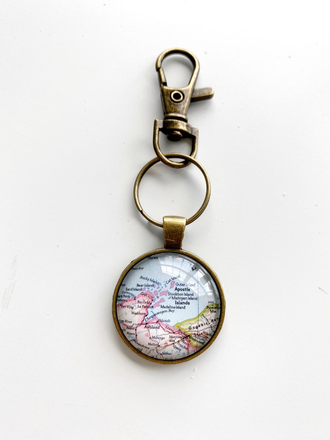 Apostle Islands Wisconsin Vintage Map Keychain