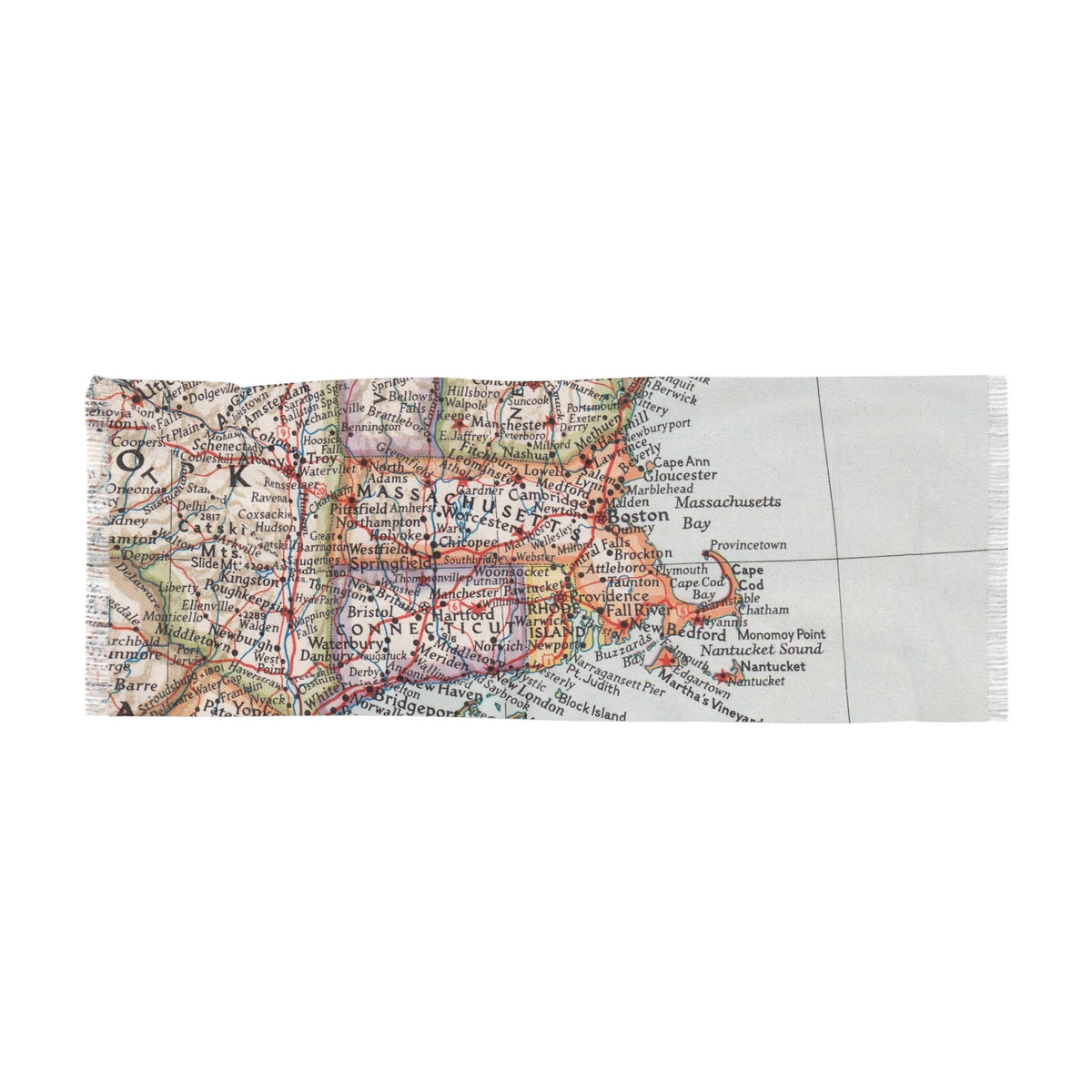Massachusetts Map Travel Scarf