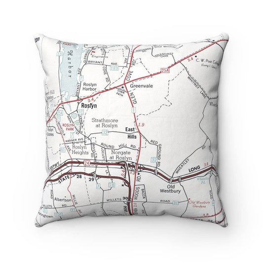 East Hills Long Island New York vintage map throw pillow