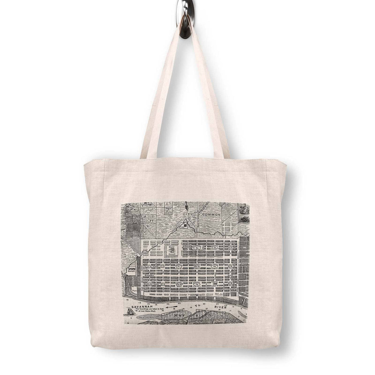 Savannah Georgia City Squares Vintage Map Canvas Tote Bag