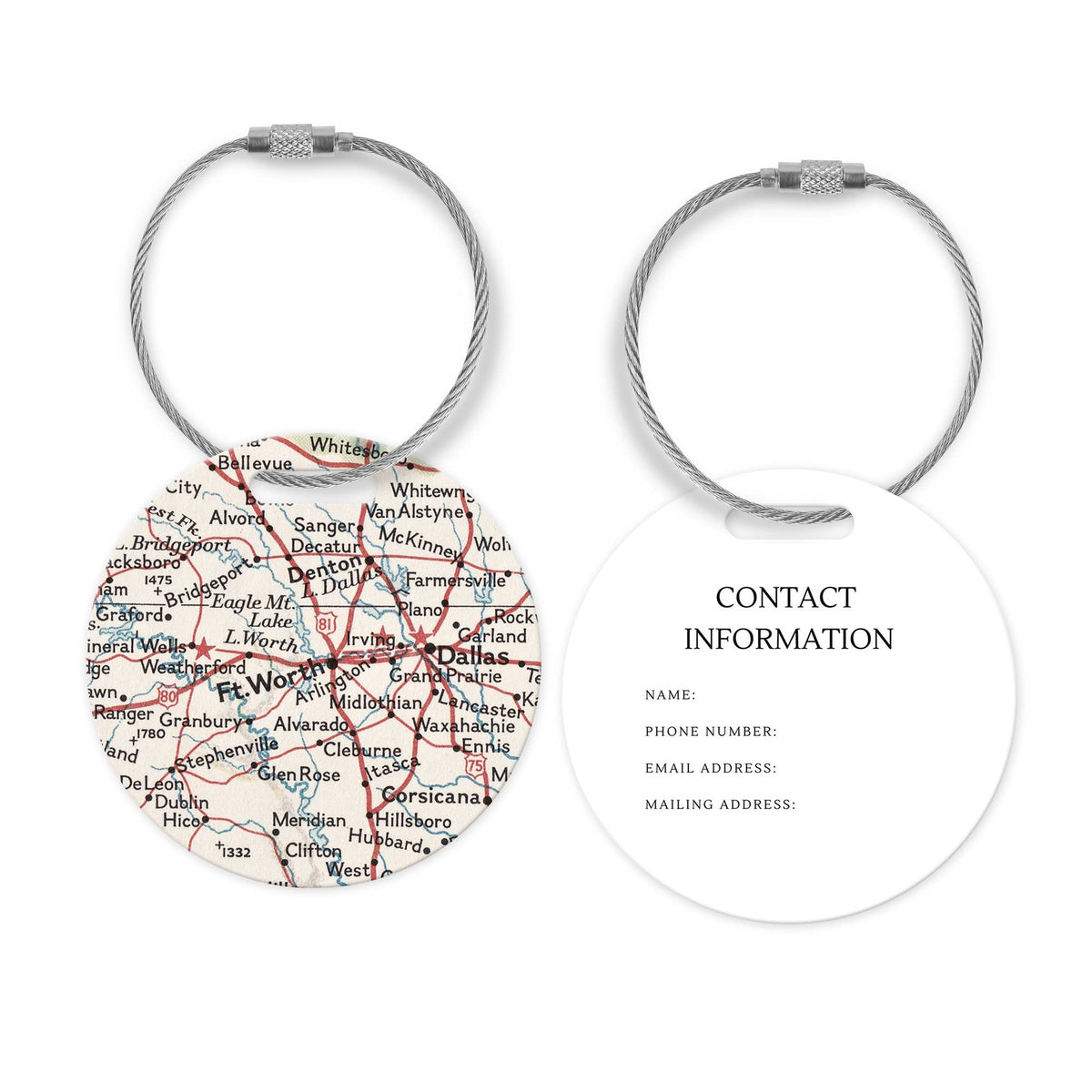 Fort Worth Texas Map Luggage Tag and Handle Wrap view 3