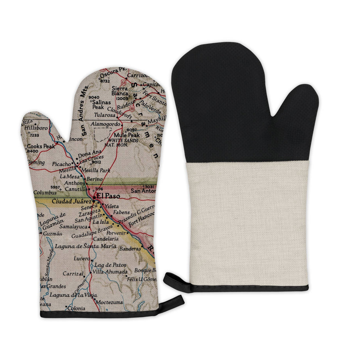 El Paso Texas vintage map oven mitt
