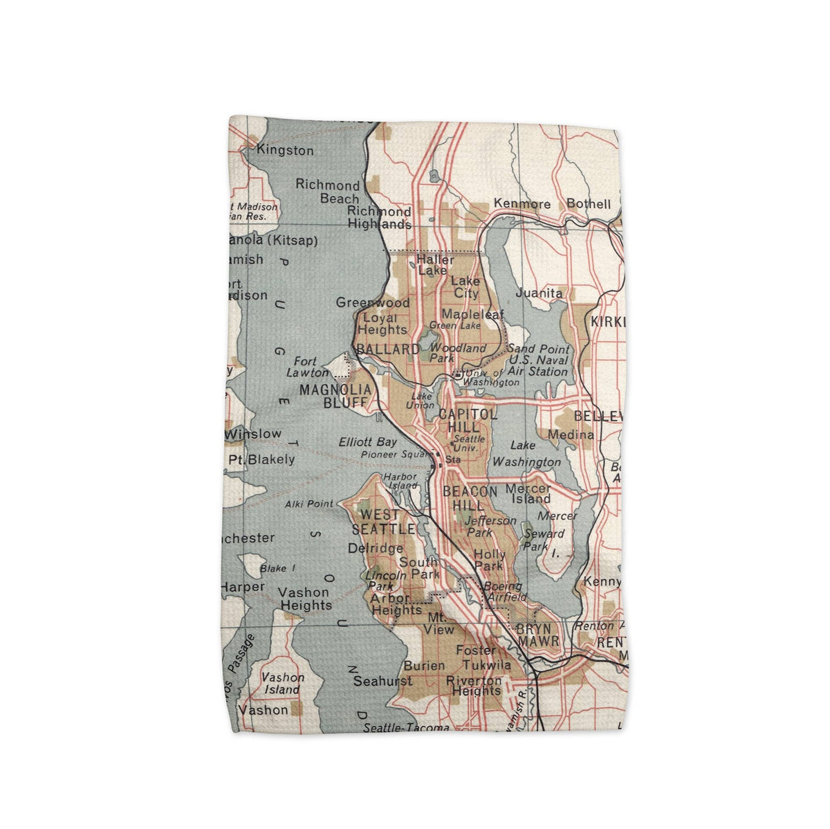 Seattle Washington map tea towel