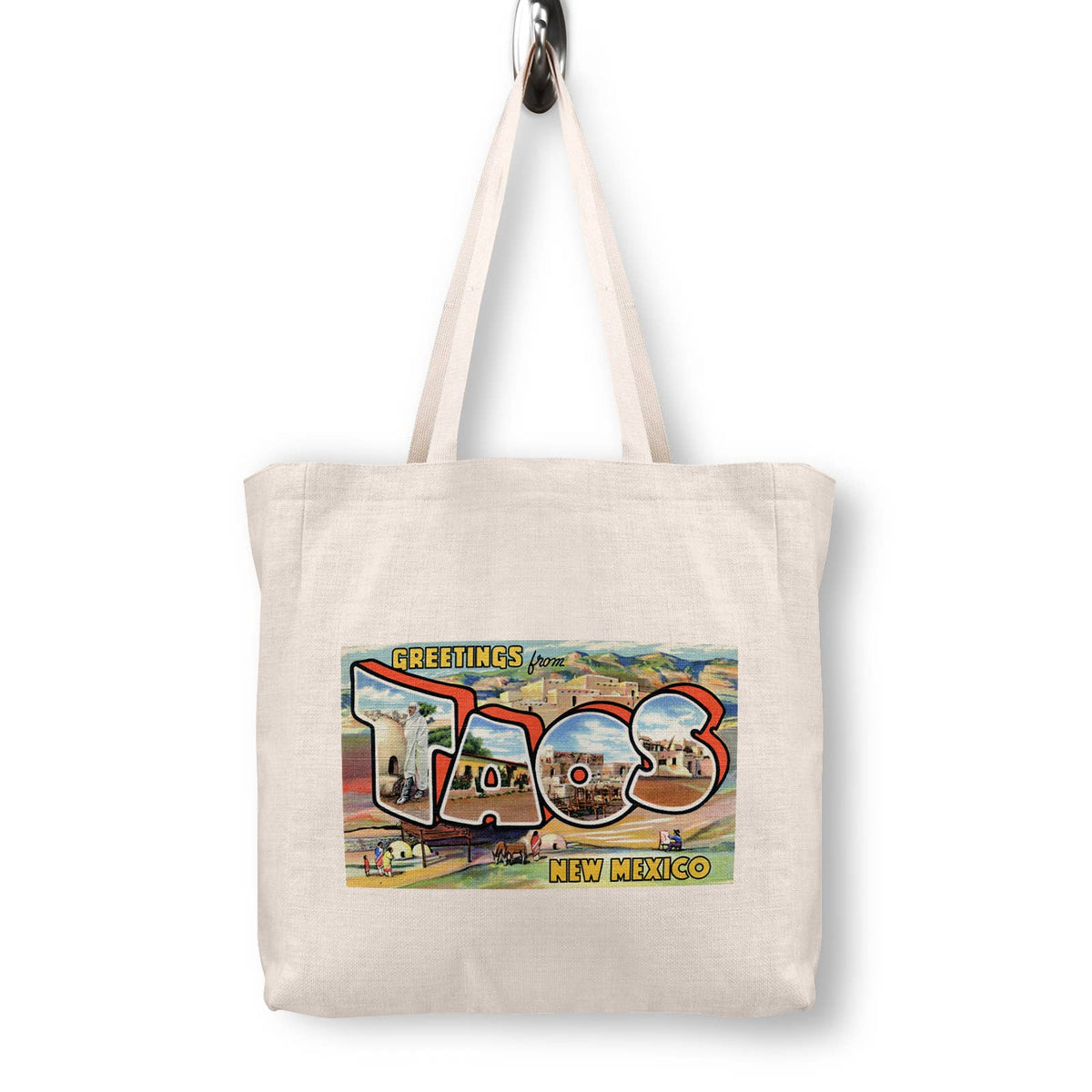 Taos New Mexico Vintage Postcard Canvas Tote Bag