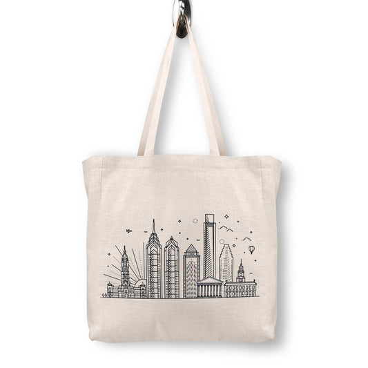 Philadelphia Pennsylvania Skyline Canvas Tote Bag