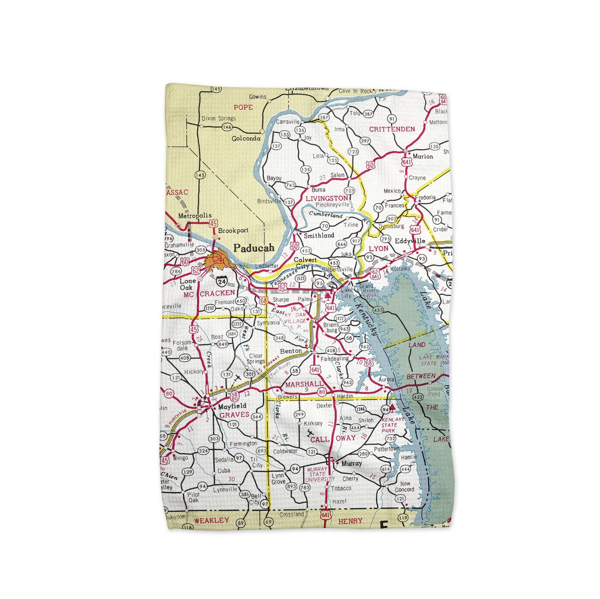 Western Kentucky map tea towel