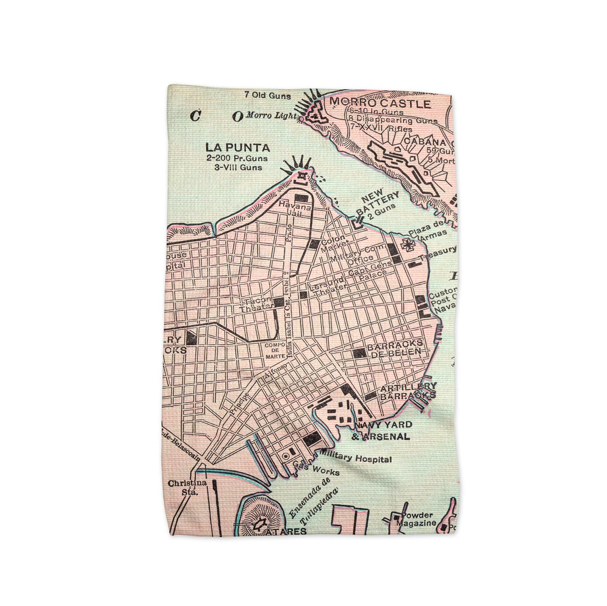 Havana Cuba map tea towel