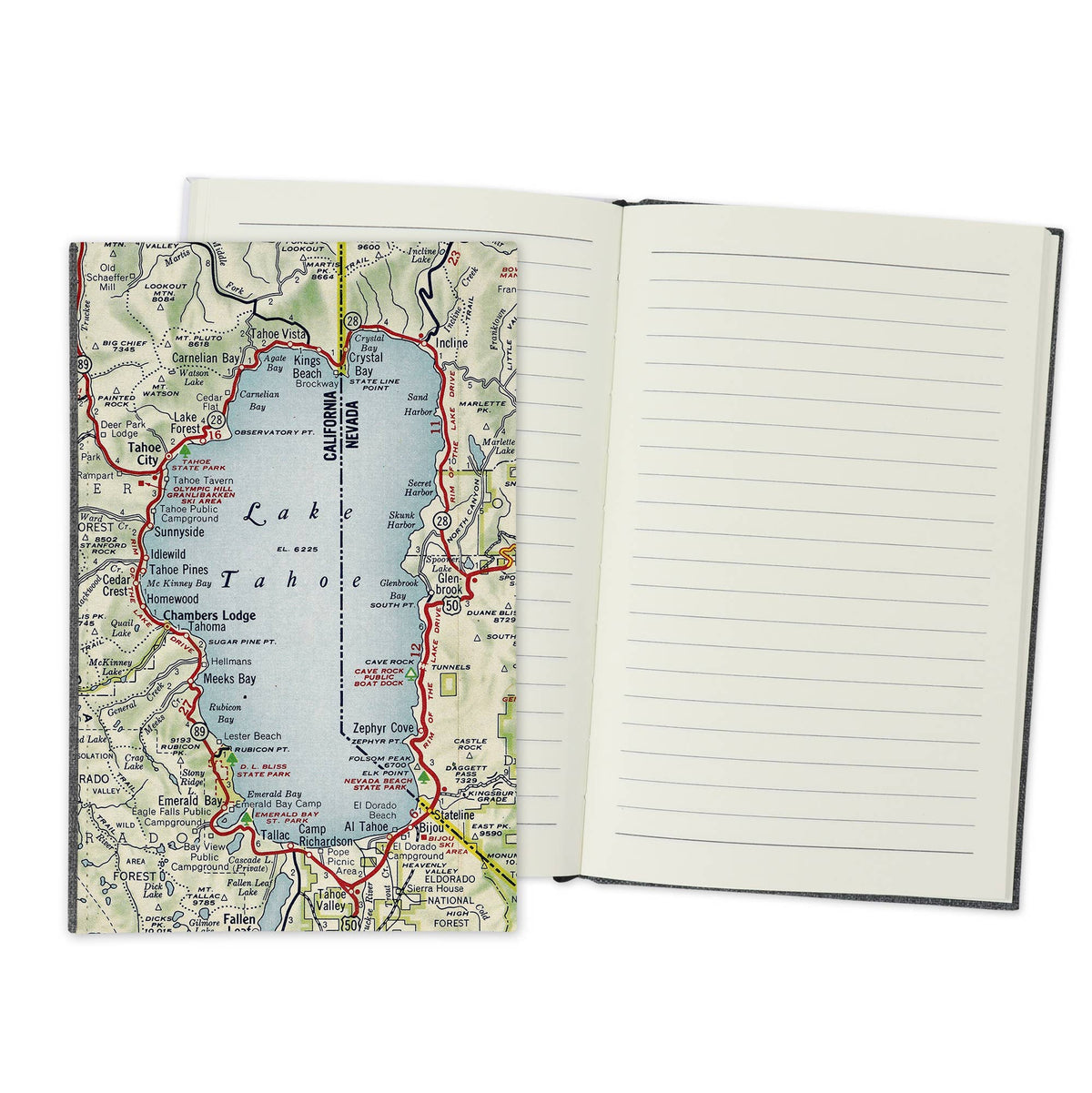 Lake Tahoe California Nevada Vintage Map Travel Journal